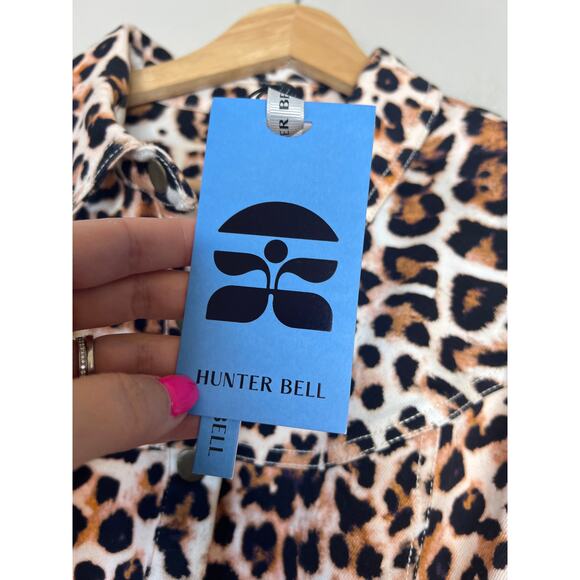 NWT Hunter Bell Robinson Leopard Print Puff Sleeves Mini Dress Brown Size: 10 - Picture 5 of 8